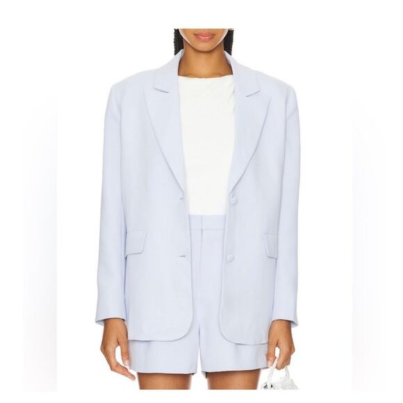 NWT Good American Luxe Suiting Boyfriend Blazer Light Blue Womens Size S/M - Picture 12 of 13